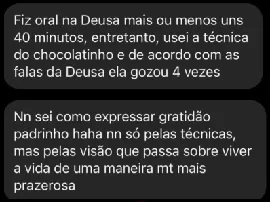 Print real: De acordo com as falas da Deusa, ela gozou 4 vezes.