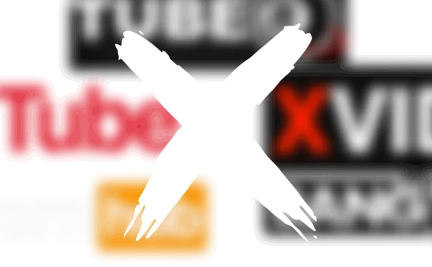 Logos de sites pornô riscados com um X